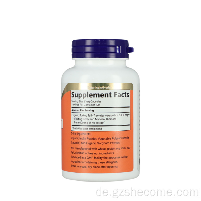 Truthahn -Schwanzkapseln 2400 mg Unterstützung immungesundheitliche Kapseln unterstützen